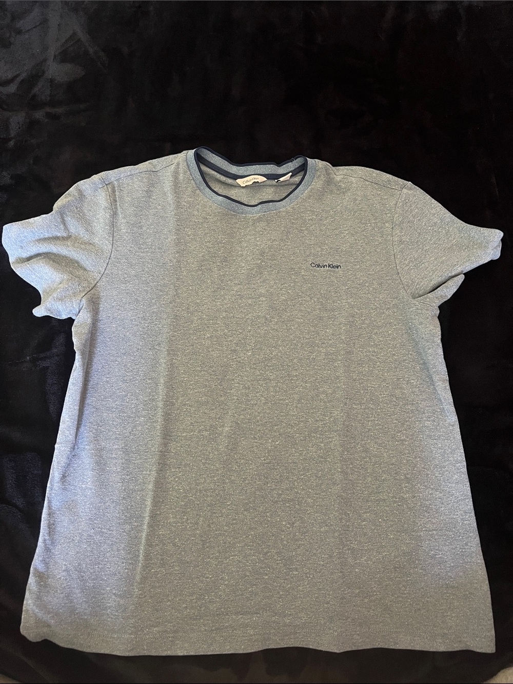 Calvin Klein Men's pale Blue Crew Tee with Contrast Ringer